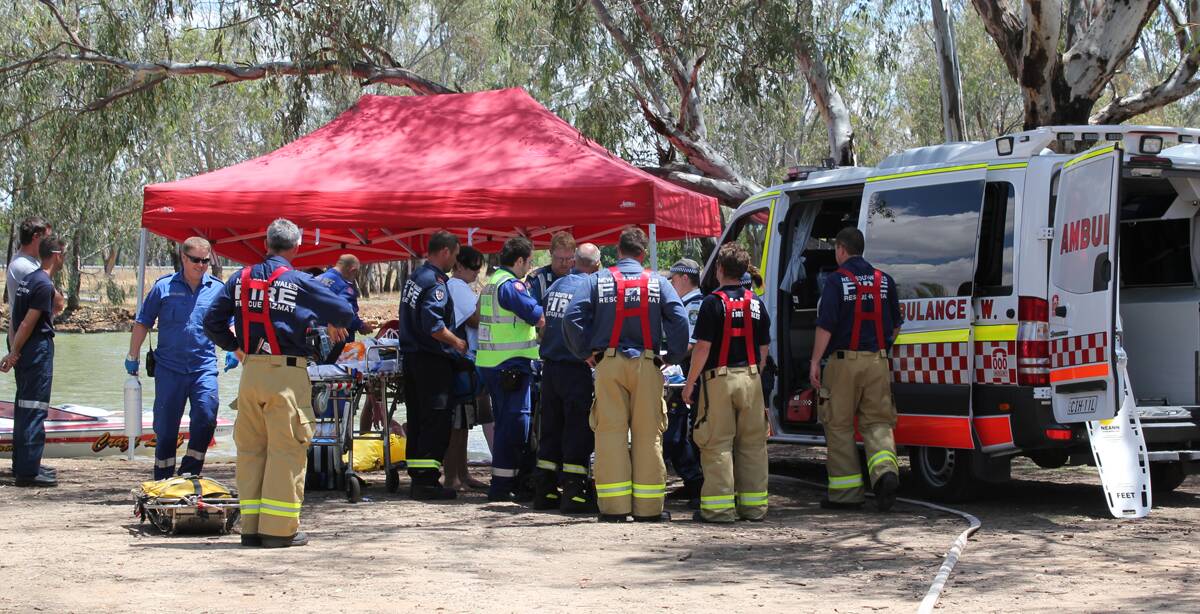 Emergency services attend to the accident at the Forbes Aquatic Centre 