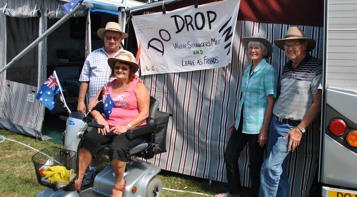 The ‘Do Drop Inn’ group Daryl and Dawn Bryan and Jim and Helen Smith of Grafton with their set up for the Bedgerabong Country Music Campout . The campout started on Tuesday. 1013bedgerabong(6)