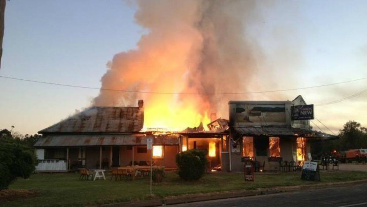 UP IN FLAMES: The Fat Lamb Hotel went up in flames just before 6am this morning. 