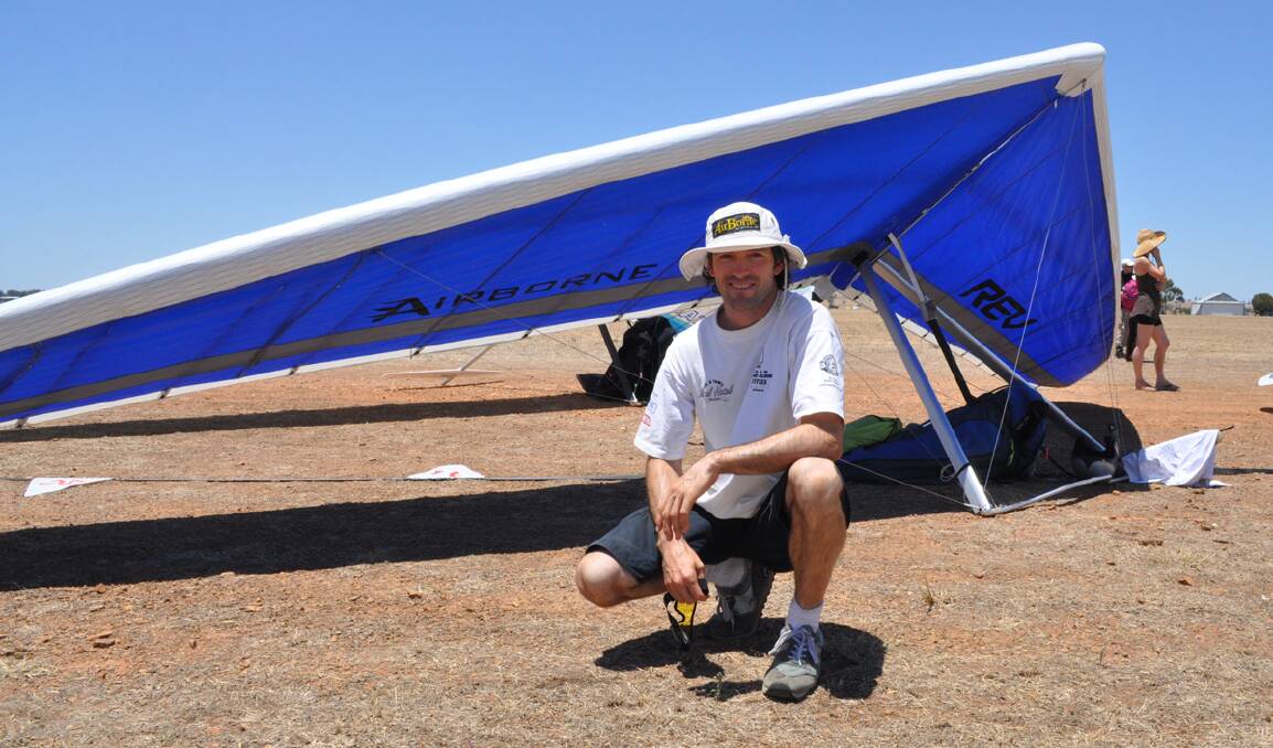 Australian pilot Scott Barrett gets ready for a pre-competition practice flight on Sunday.