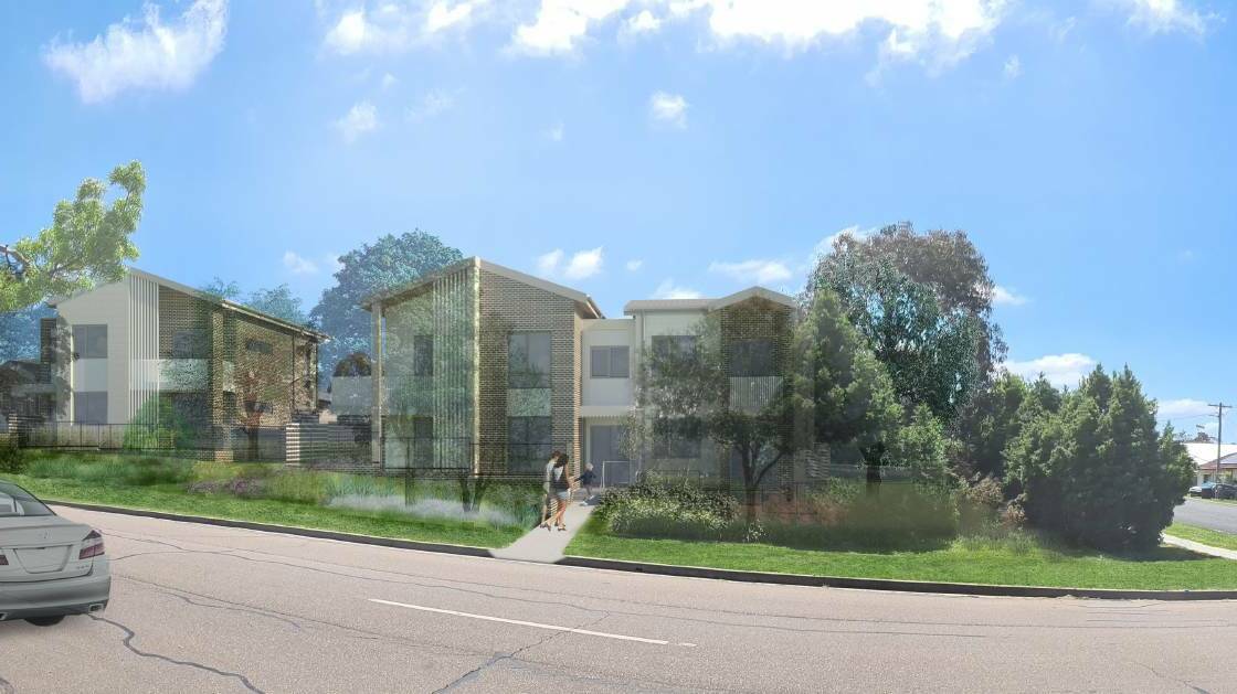 An artist's impression of the new social housing to be built on a 3484-square metre block on the corner of Rhoda and Combermere Streets in Goulburn, NSW. Picture: Supplied
