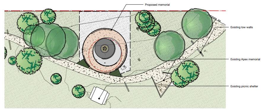 A diagram of the proposed memorial at Valour Park, Watson. Picture: Supplied
