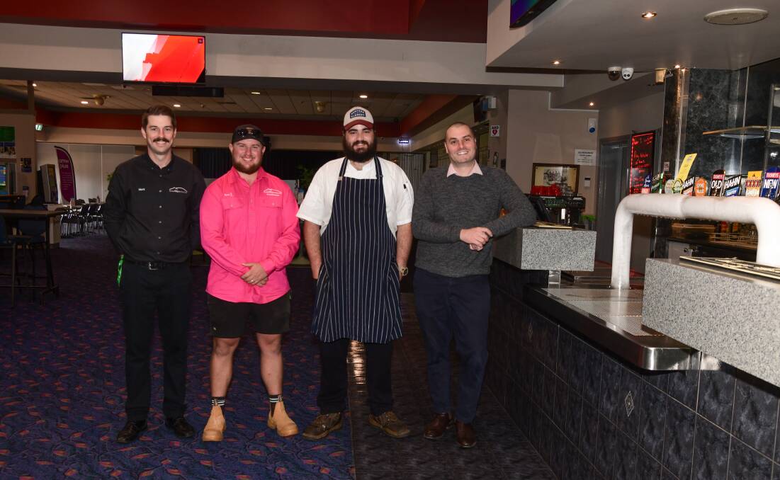 Orange City Bowling Club's operations manager and second-in-charge, Matt Jones, with head greens keeper, Ben Cox, head chef, Jack Mills, and new general manager, Hugh Mawter. Picture by Carla Freedman.