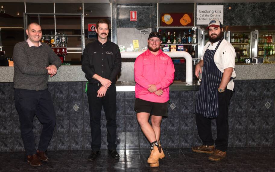 Orange City Bowling Club's new general manager, Hugh Mawter, operations manager and second-in-charge, Matt Jones, with head greens keeper, Ben Cox and head chef, Jack Mills. Picture by Carla Freedman.