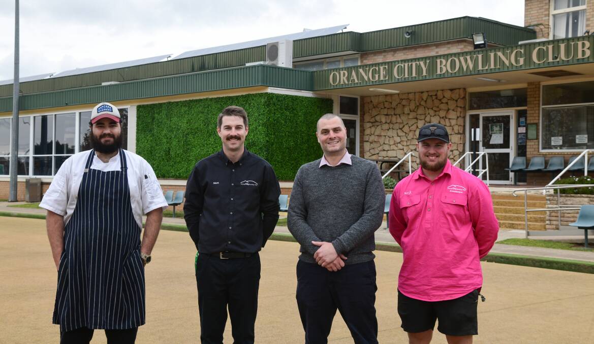 Orange City Bowling Club's head chef, Jack Mills, operations manager and second-in-charge, Matt Jones, new general manager, Hugh Mawter and head greens keeper, Ben Cox. Picture by Carla Freedman.