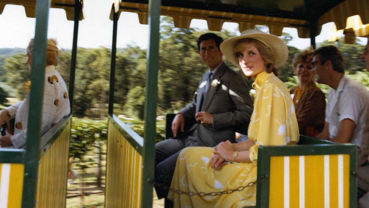 Charles and Diana rode the Big Pineapple train during a visit in 1983. Picture supplied by Queensland State Archives