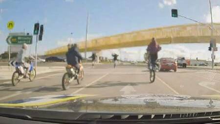 Dirt-bike riders allegedly driving dangerously in Melbourne. Picture via Victoria Police