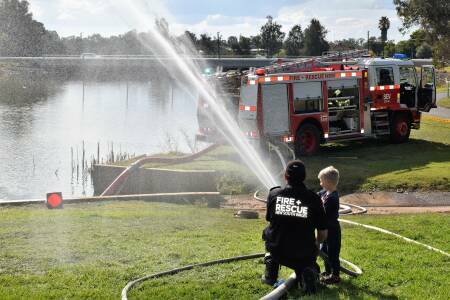 Seeing how far the fire hose could reach was a favourite activity last year.