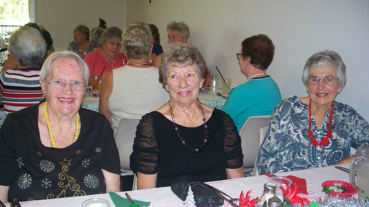 Ladies Bowling: Bernie Symons, Guillie Burton and Margaret O’Connell enjoying themselves at the Christmas Party. All welcome for a game.