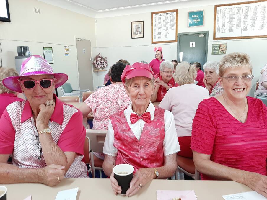 Pretty in Pink: Forbes ladies Jan Waugh, Ann Mackay and Annette Tisdell at pink charity day at Parkes. 