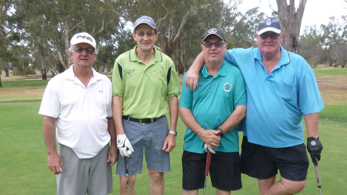 Some remarkable scores: Paul Kay, Al Rees, Terry Griffiths and Craig Barrett are all smiles after their golf game.