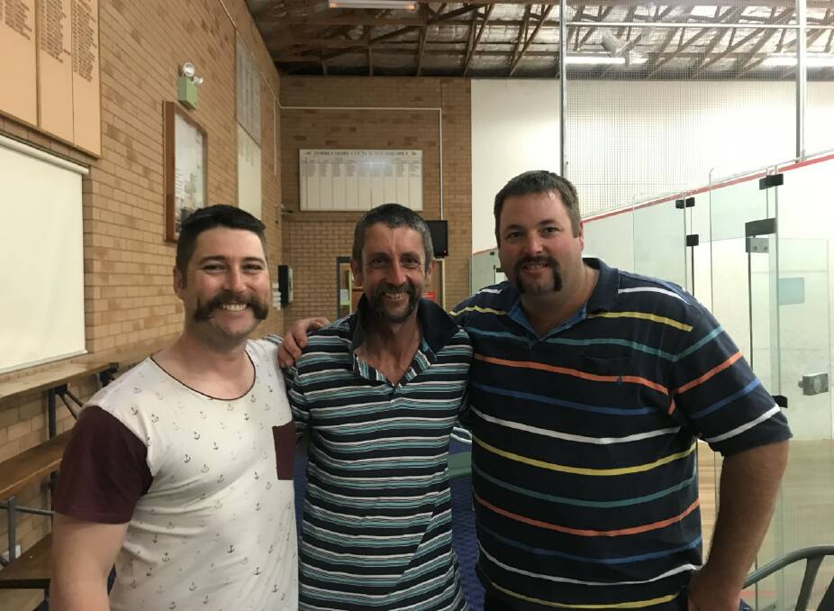 Brothers in Arms :Three regular squash players doing the Movember thing, Jono Cannon, George Falvey and Scott Webb.