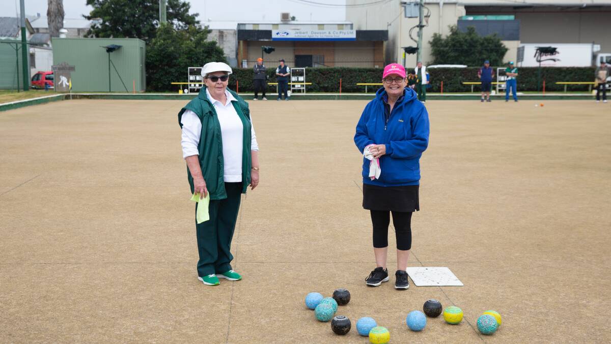 Bowls: Helen Mackenzie and Leisa Burton in the weekend's mixed bowls carnival at Forbes Sports and Recreation Club. 