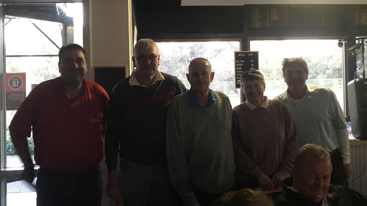 Can-Assist Charity Day: The fourth Placed team of Mike Spice, Phil Maher, Rod Besgrove and Heather Davidson with organiser Andrew Grierson.