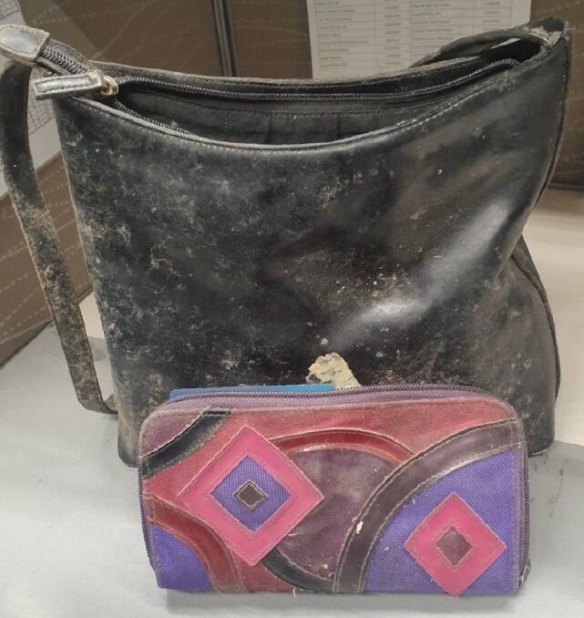 WEATHERED: This handbag was handed in to Moree Police this week and after linking its identifying features, police believe it was the same bag that was reported stolen back in July 2004. Photo: Moree Police