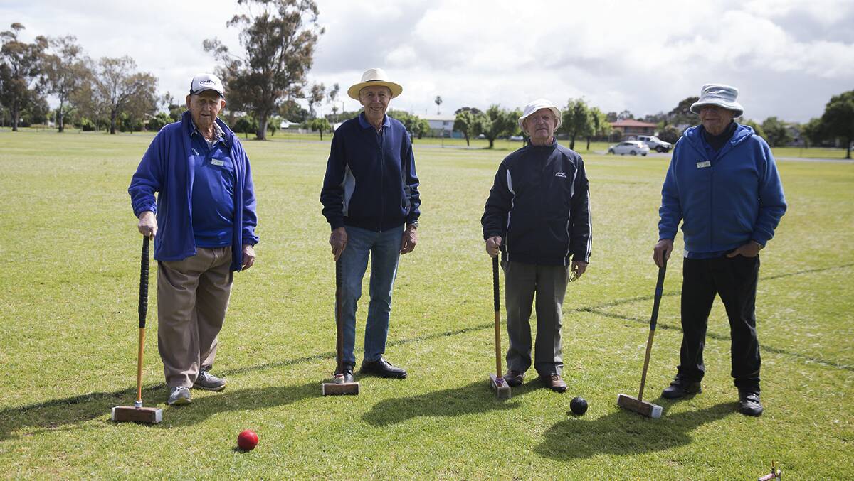 Merv Langfield, Bill Scott, Barry White and Tony Thompson enjoy a game of croquet at Halpin Flat and welcome others to join them from 8.30am any Tuesday.