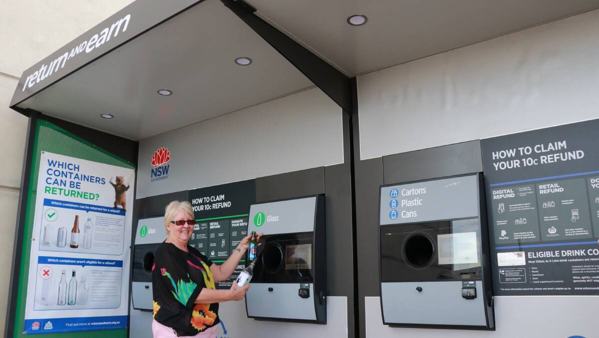 Donna Walton is pretty happy to have a Return and Earn reverse vending machine in Sam Street. 