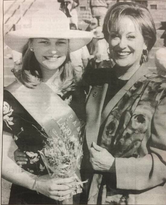 1997 Showgirl Catrin Dunn with the special guest of that year's show Glen-Marie Frost from the Sydney Olympic Organising Committee. 