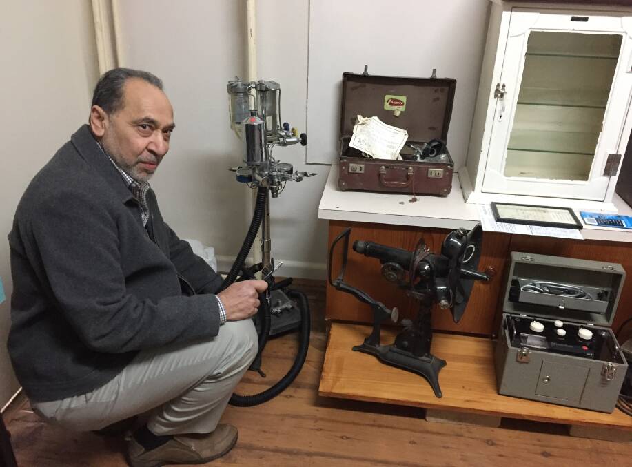 Dr Hemant has helped the Museum to label and explain some of the incredible early medical equipment on display. Photo courtesy Forbes and District Historical Society.