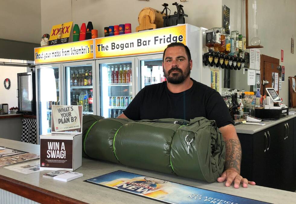 PLAN B: James Smith from the Railway Hotel at Bogan Gate encouraging patrons to register their Plan B to get home safely in the competition for a chance to win. Picture: Supplied