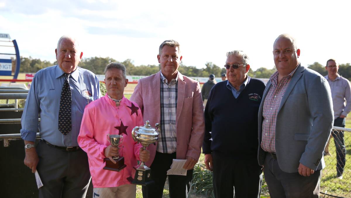 Forbes Jockey Club president John Rennick with Spring Cup winning jockey Ken Dunbar, sponsor Tim Redfern, Jockey Club's Tom Molloy and Matt Sinclair.