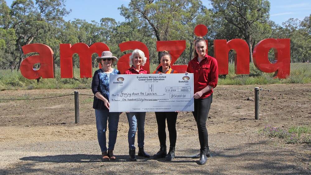 Forbes Arts Society President Karen Ritchie, Chair of Grazing Down the Lachlan Committee Wendy Muffet, Evolution Mining Community and External Relations Officer Renee Pettit, and Forbes Arts Society's Tourism Promotions & Marketing Manager Emily Wilson. 