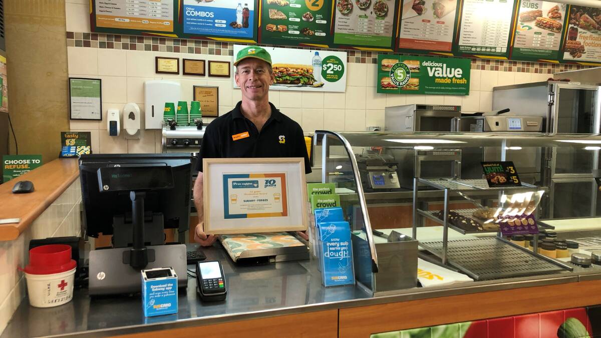 LONG SERVICE: Michael Greenland at Subway - Forbes, who clocked up 10 years of participation last year. Picture: SUPPLIED