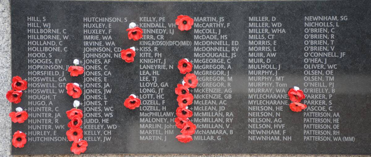 The honour roll at the Forbes cenotaph.