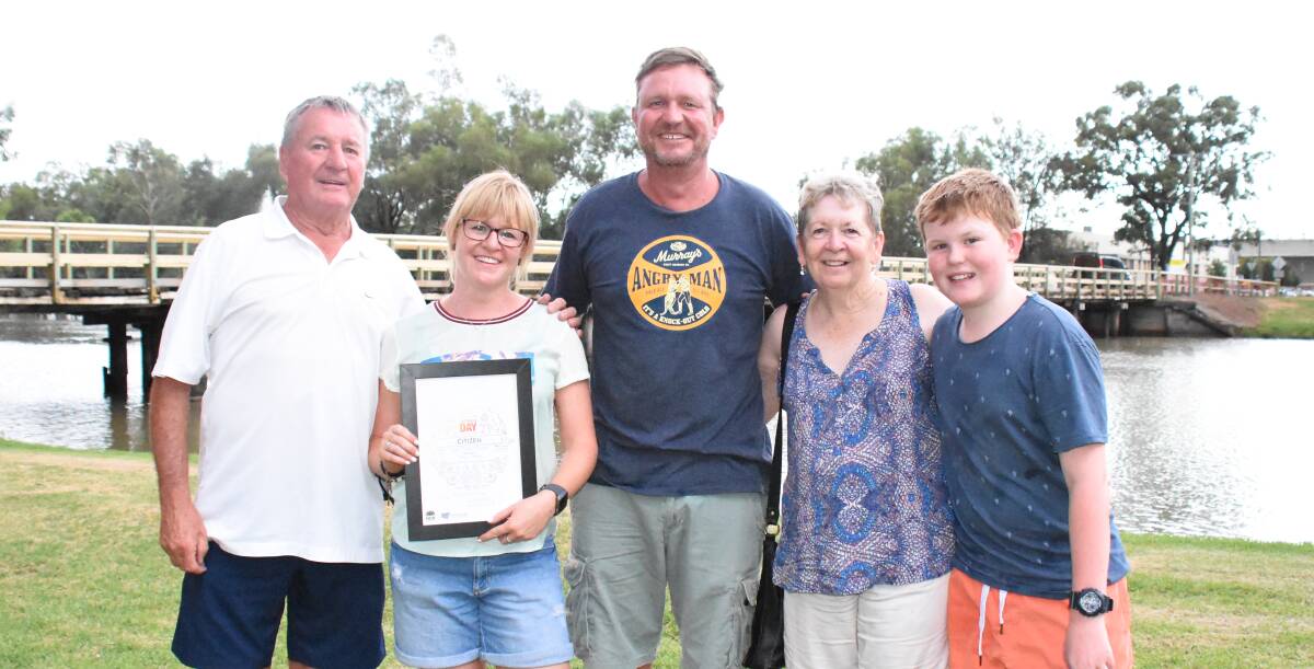 Our Citizen of the Year Amy Shine with family Barry Shine, Sandy Paterson, Sue Shine and Reg Murray.