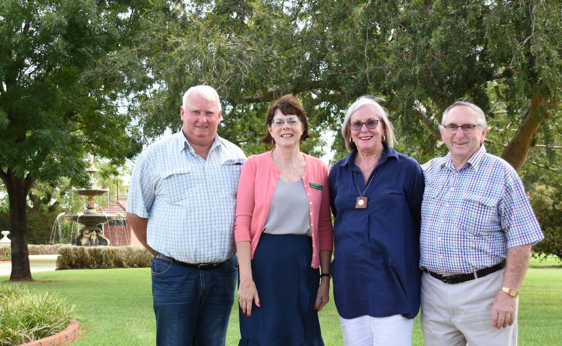 Cr Graeme Miller, candidate Kate Hazelton, Mayor Phylils Miller and local Mick Molloy on Monday afternoon.