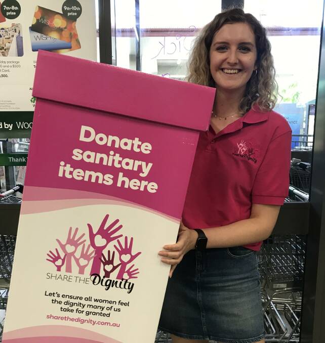 Volunteer Katie Norbury encourages people to help charity Share the Dignity this August. Photo supplied.