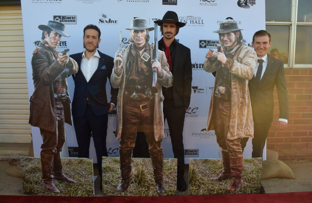 Actors William Lee (John Dunn), Jack Martin (Ben Hall) and Jamie Coff (John Gilbert) at Forbes' premiere of The Legend of Ben Hall.