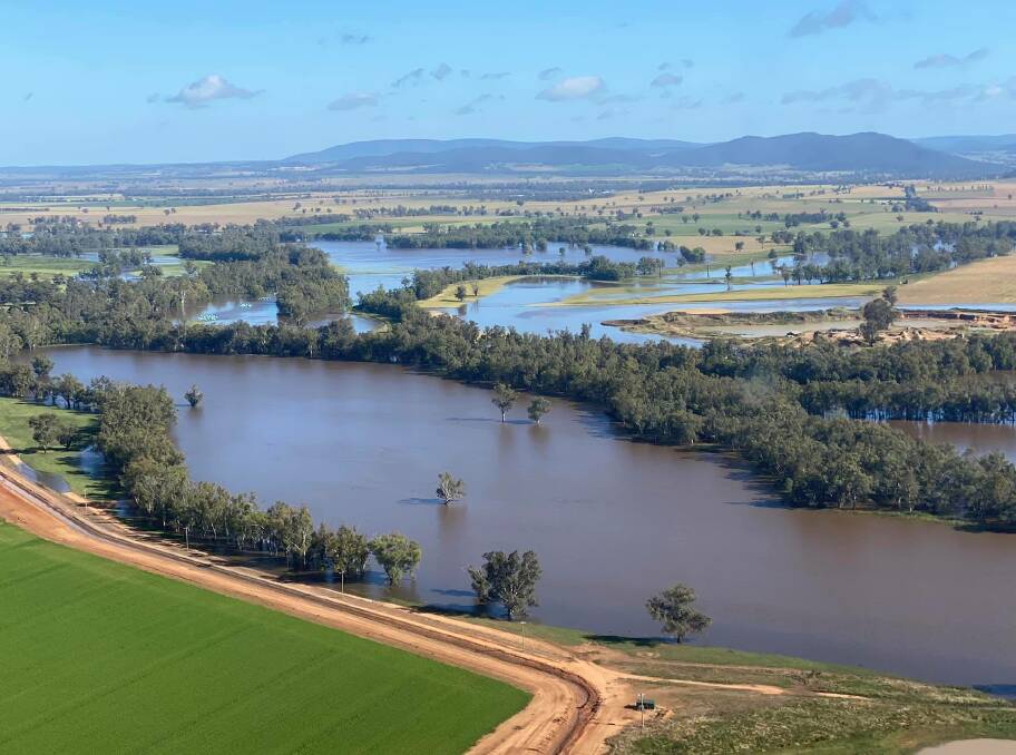 FLOODED: Deputy Premier Paul Toole captured this image of the flooding on a flight over the area on Monday morning. Picture: Paul Toole MP Facebook