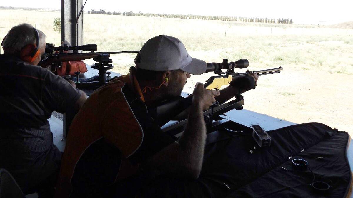 Scott Burton and Brian Neilsen in a 50m fox target shoot. All target shooters are welcome to attend local shoots. Anyone 12 years and over wishing to try the sport can take part after filling out a P650 form at the club.  