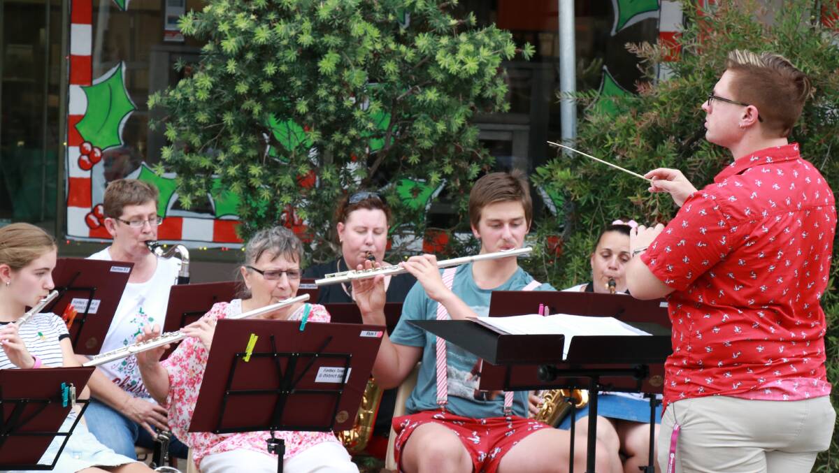 James Whalan leads the Town Band at the 2017 Christmas carnival. 