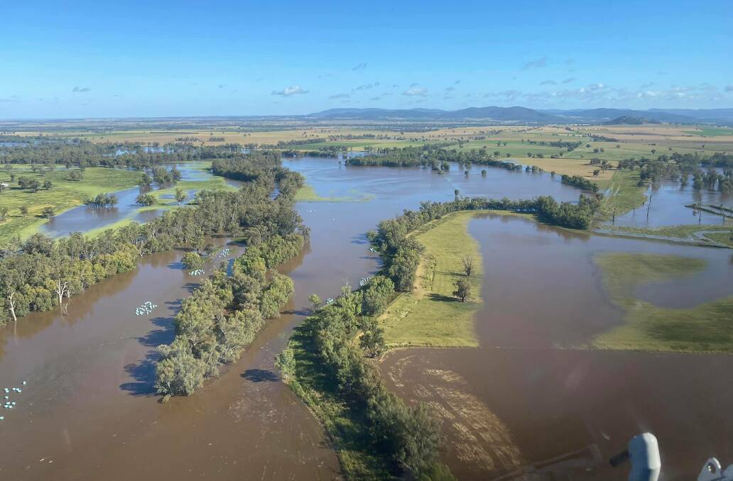 FLOODED: The water spreads from the Lachlan River across the floodplain earlier this week. Picture: Deputy Premier Paul Toole
