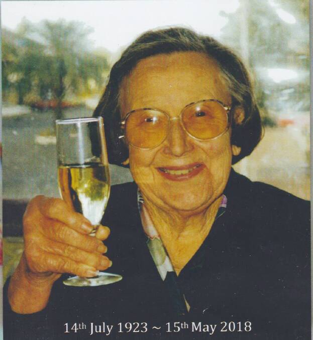 The late Lurline Barnes, 14 July 1923 to 15 May 2018.