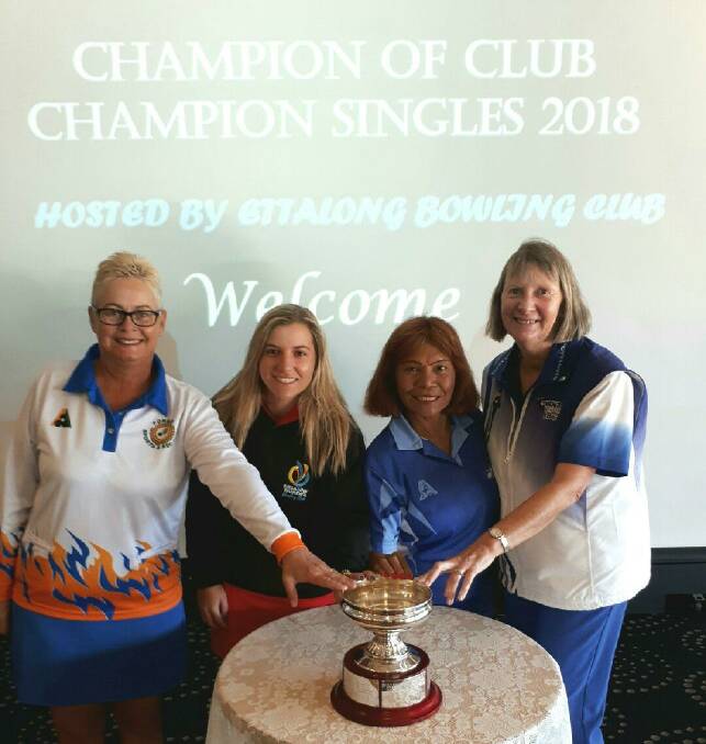 Champion of Club Champions semi-finalists Leisa Burton, Samantha Noronha, Carmen Anderson and Lee Benson. Photo courtesy Women's Bowls NSW.