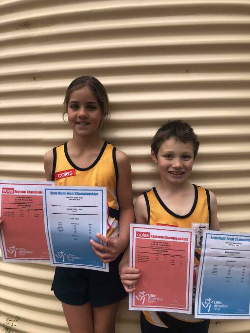 Laura Chudleigh placed 15th 9 years girls and Jackson Beaudin 12th 8 years boys in NSW at the State Little Athletics multichampionships.