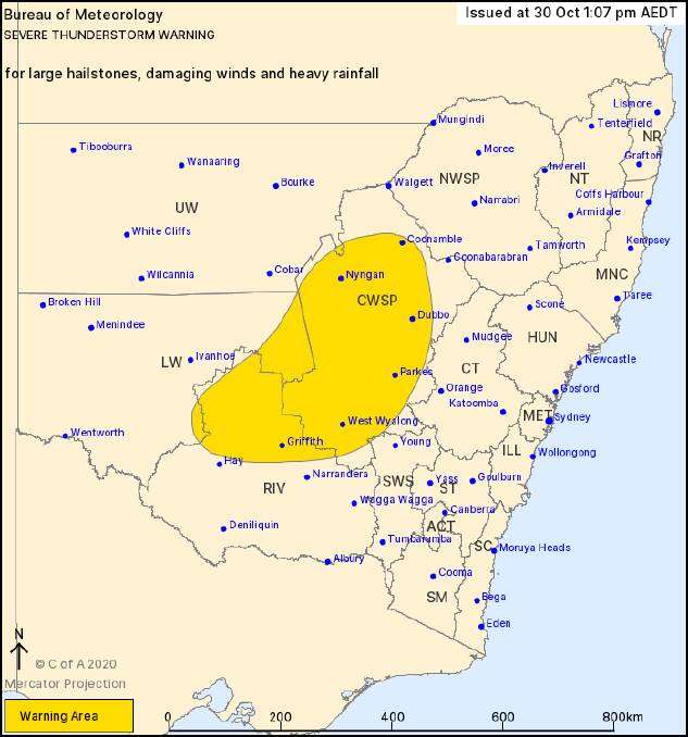 Storm warning for Forbes, Parkes and region