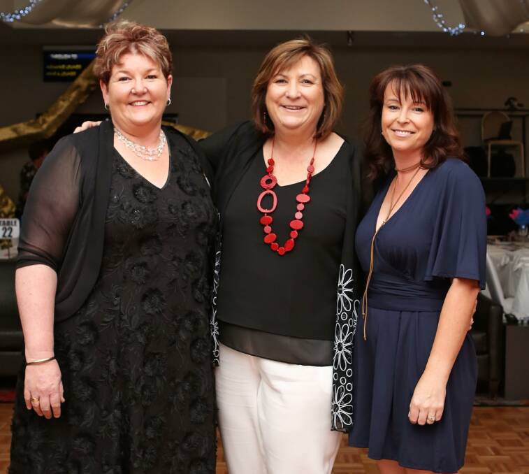 Michelle Quigley, a 2014 Hidden Treasure and 2015 dancing star who stayed involved with the event, with Forbes' new Hidden Treasures Terese Gunn and Cassandra Tyack. Photo Anita Redfern.