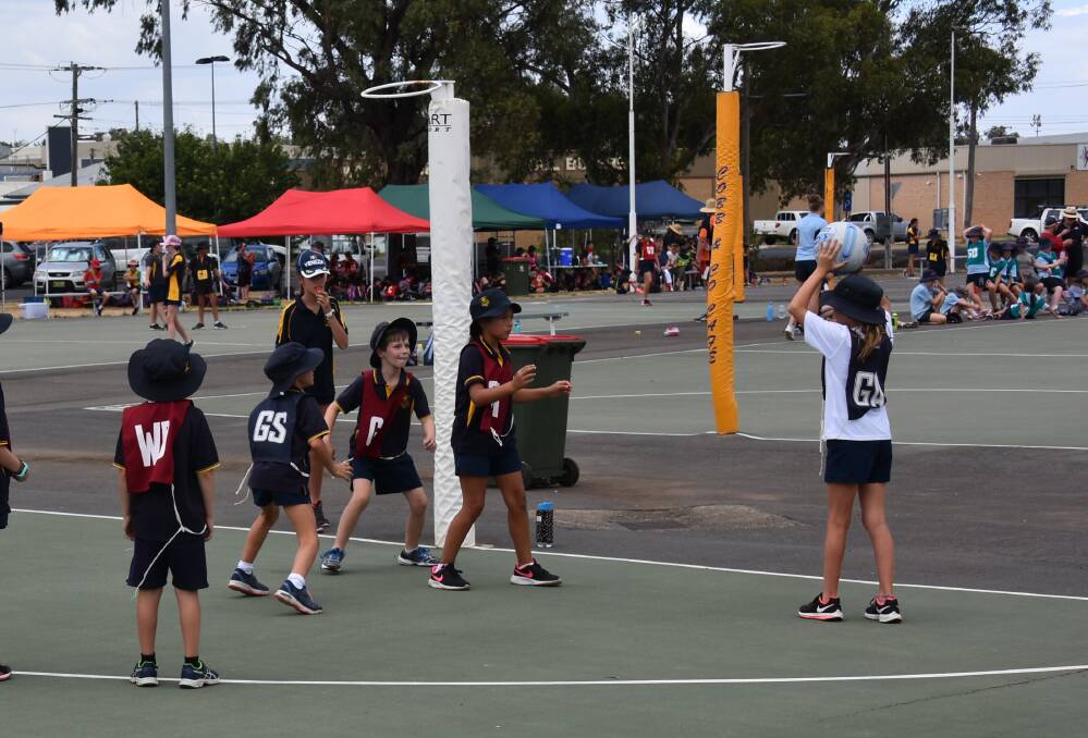 On-court action: Recent schools netball gala day. Anyone who would like a game, should come down on Saturday, at the time slot allocated.
