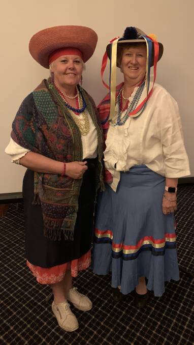 Sue Cunningham in traditional dancer's dress from Quito and Heather Mackinnon in traditional festival dress. Photo supplied.
