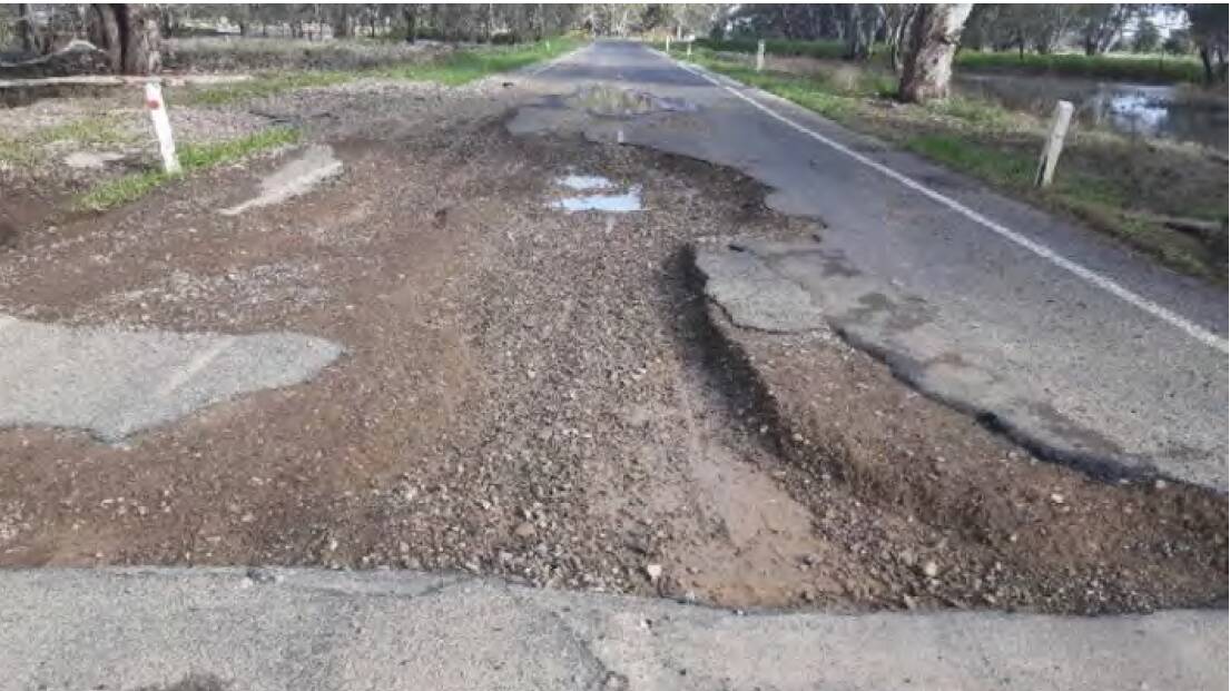 WORK TO DO: Flood damage on the Lachlan Valley Way. Picture: FORBES SHIRE COUNCIL