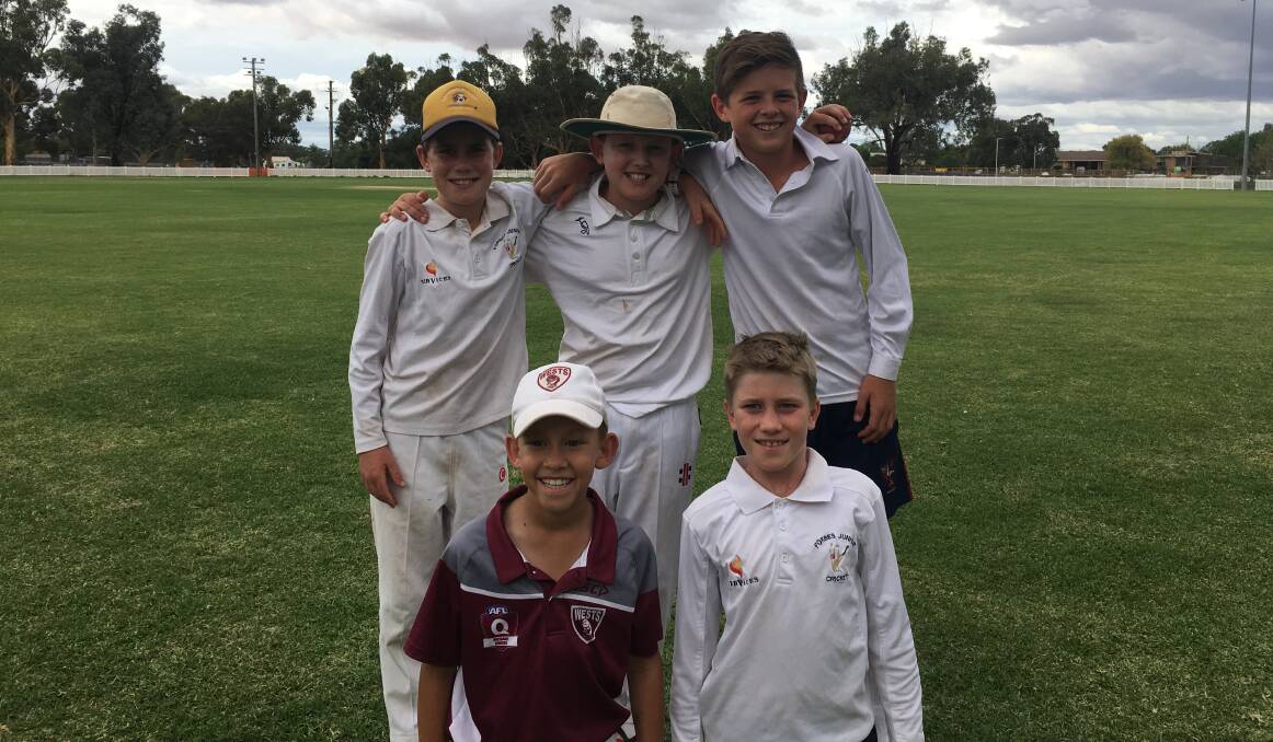 Tom Glasson, Joe Nicholson, George Field (front) Cayden Metzeling and Mac Glasson have been selected for the Lachlan Under 12s.