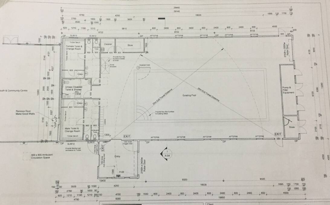 Updated plans for the heated pool, prepared by Highlands Design, show the entrance on the opposite side. Picture: SUPPLIED