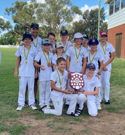 INCREDIBLE: Lachlan under 12s Champions for third year in a row (standing) Tom Grayson, James Metzeling, Lennox Hurford, Max Hazell, Ned Glasson, Mitch Stocks, Gus Field, Matthew Wallace, Mason Hodges (kneeling) Cayden Metzeling and Mac Glasson.. Picture: FORBES JUNIOR CRICKET