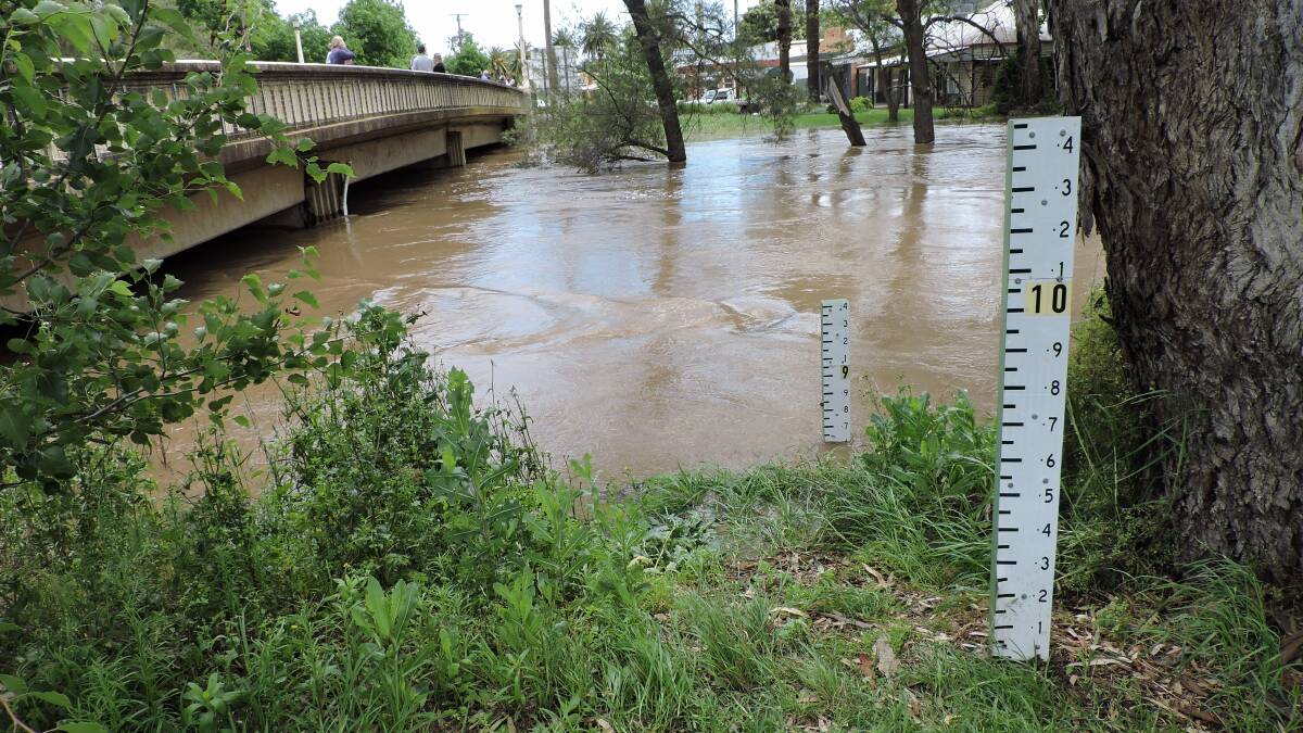 The Mandagery Creek peaked at 8.85m about 6pm Saturday with minor flooding.