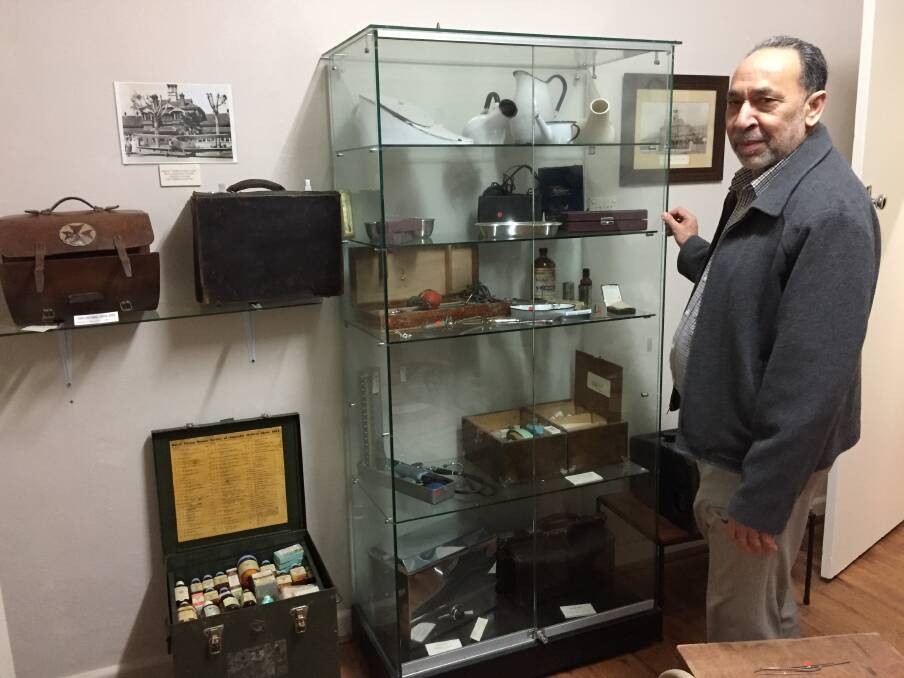 Dr Hemant has helped the Museum to label and explain some of the incredible early medical equipment on display. Photo courtesy Forbes and District Historical Society.