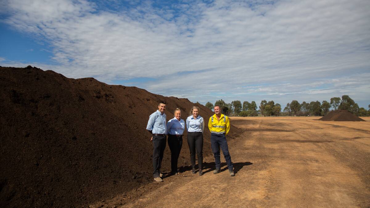 COMPOST IT: Dan and Lana Nicholson, Eloise Clayton and Daniel Rogan at the Central West Nutrient Return Centre. Picture: SUPPLIED